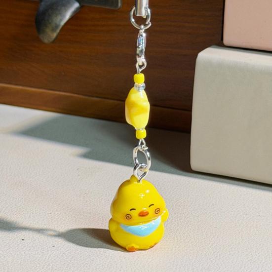 Keychain Pendant Resin Smooth Shiny Mini Size 3D Yellow Chicken Star Bead Design Keyring Bags Mobile Phone