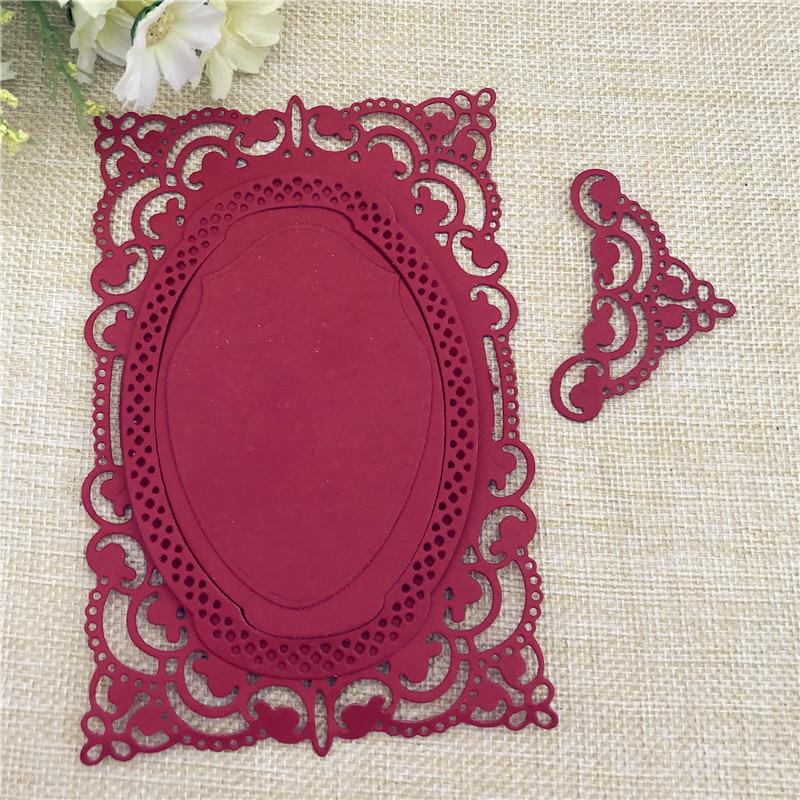 Flower Oval Frame Metal Cutting Dies Stencil Scrapbooking Photo Album Embossing Paper Cards Crafts