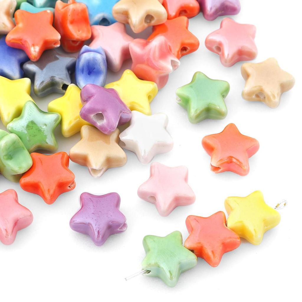 10 шт., 14 мм, выбор цвета, керамические бусины с пятиконечной звездой для изготовления ювелирных изделий, ожерелье, браслет, серьги «сделай сам»
