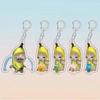 Happy Banana Cat Pendant Keychain Funny Acrylic Lanyard Small Link Chain Cat Keychain Student Gift Bag Accessories