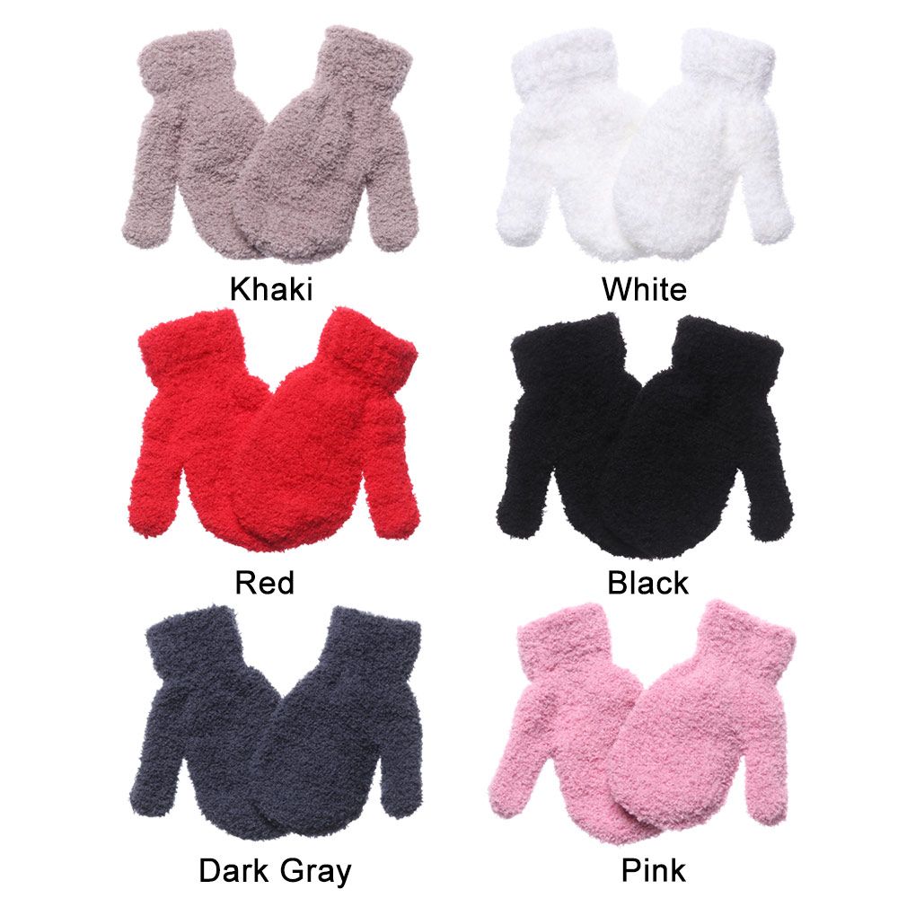 Boys Girls Winter Lovely Soft Warm Baby Candy Color Coral Plush Mittens Full Fingers Kids Gloves