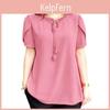 Zanzea Round Women Neck Casual Solid Color Loose Short Sleeve Blouse