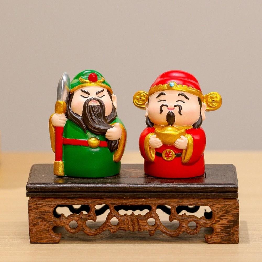 1/2/5pcs Chinese Style Wealth Gods Figurine Small Good Fortune God of Fortune Statue Attract Wealth Lucky Charm