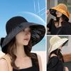 Летняя женская рыбацкая шляпа с большими полями, складной декор с бантом, защита от солнца, анти-УФ-термостойкая виниловая портативная шляпа от солнца для кемпинга, пляжа, путешествий, сада