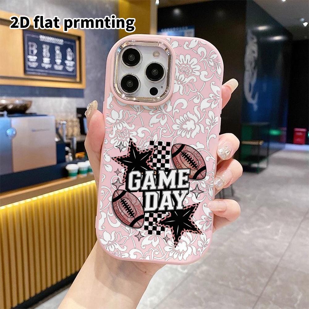 Чехол для телефона: 2D плоский дизайн, подходящий для защитного чехла iPhone 18 17 16 15 14 13 Pro, стиль для пары, футбольная тематика, подарок на Рождество и Хэллоуин