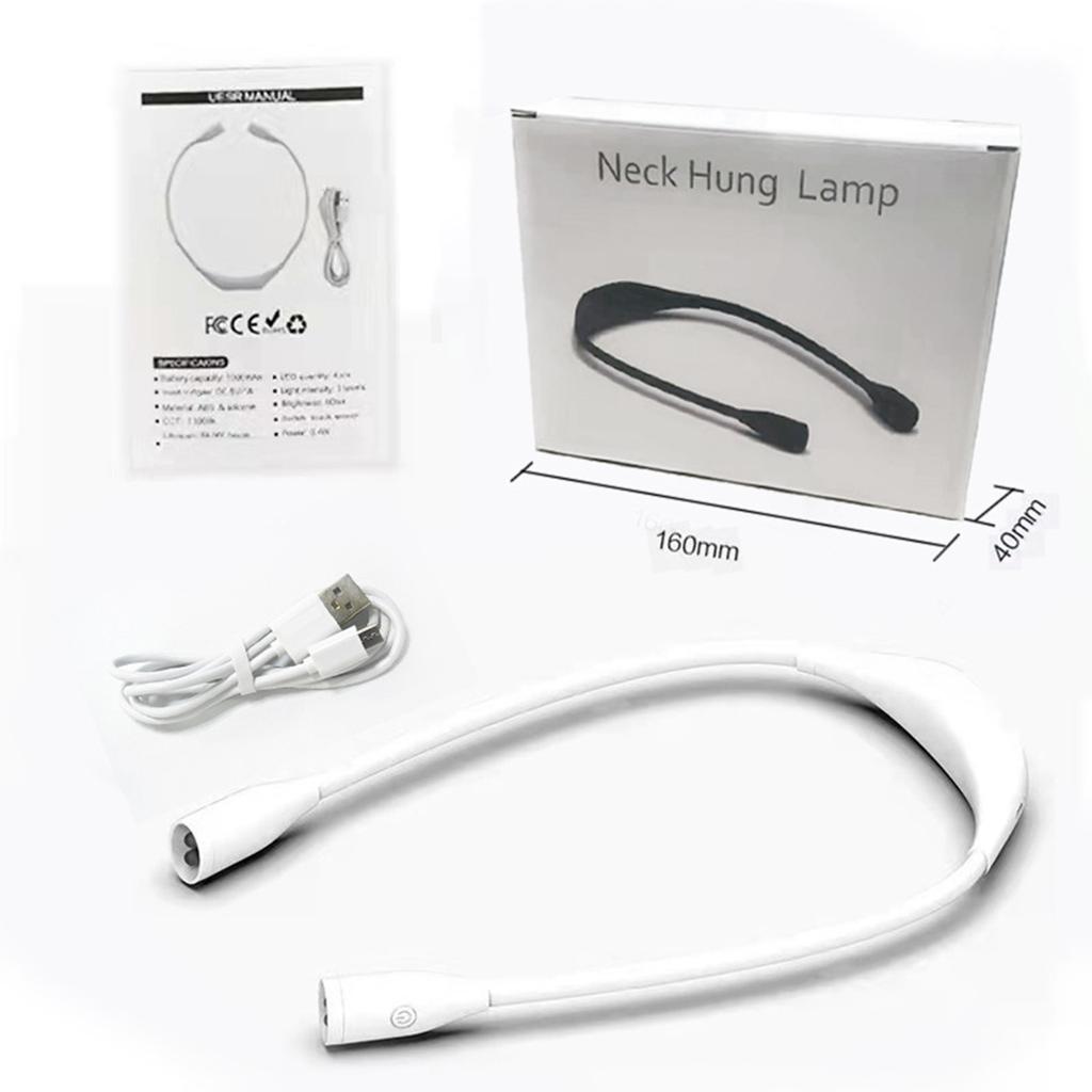 USB LED Book Light Rechargeable Reading Lights Stepless Dimming Work Lamp 360-degree Adjustment Hands Free for Camping Repairing