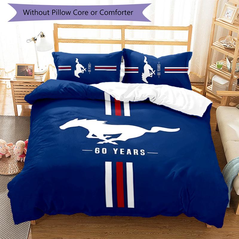 Mustang 3pcs Bedding Set Duvet Cover Closure Includes 1 Duvet Cover & 2 Pillowcases for All Seasons Bedroom Home Dorm Decor
