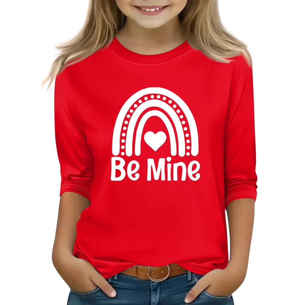 Принтованные топы для девочек-подростков, футболки с круглым вырезом и рукавами 3/4, модные топы для наряда