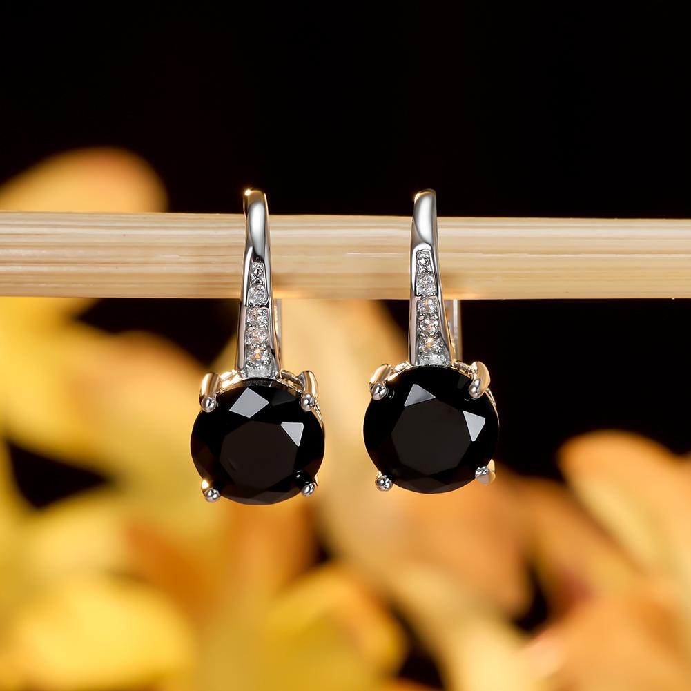 Серьги-крючки серебристого цвета с круглым камнем 7 мм белого, синего, фиолетового, зеленого цвета, серьги-капли со вставками из камней по знаку зодиака AVE