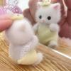 1pc Family Forest Flocked Cat Small Ornaments Cute Mini Plush Doll Doll Model Desktop Exquisite Decoration Birthday Party Gift