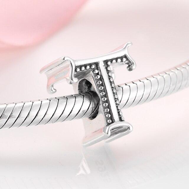 925 стерлингового серебра мода изящные буквы алфавита от A до Z бусины подходят шармы 925 браслеты браслеты ювелирные изделия своими руками