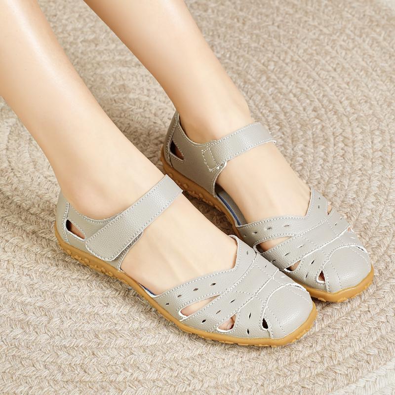 Женские римские сандалии, летние пляжные туфли Мэри Джейн на плоской подошве, повседневные мягкие сандалии для ходьбы, большие размеры