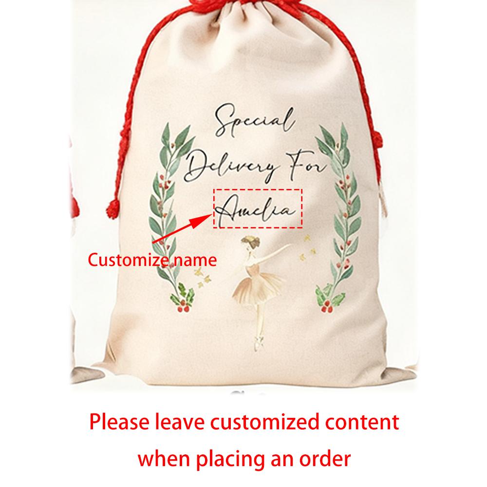 Personalised Christmas Eve Box Nutcracker Ballerina Gift Bag Ballet Gift Bag for Girls Special Delivery Christmas Santa Sack