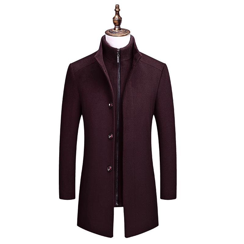 Autumn and Winter Men's Business Woolen Coat Fashion Non-ironing Liner Thickened Woolen Coat Men