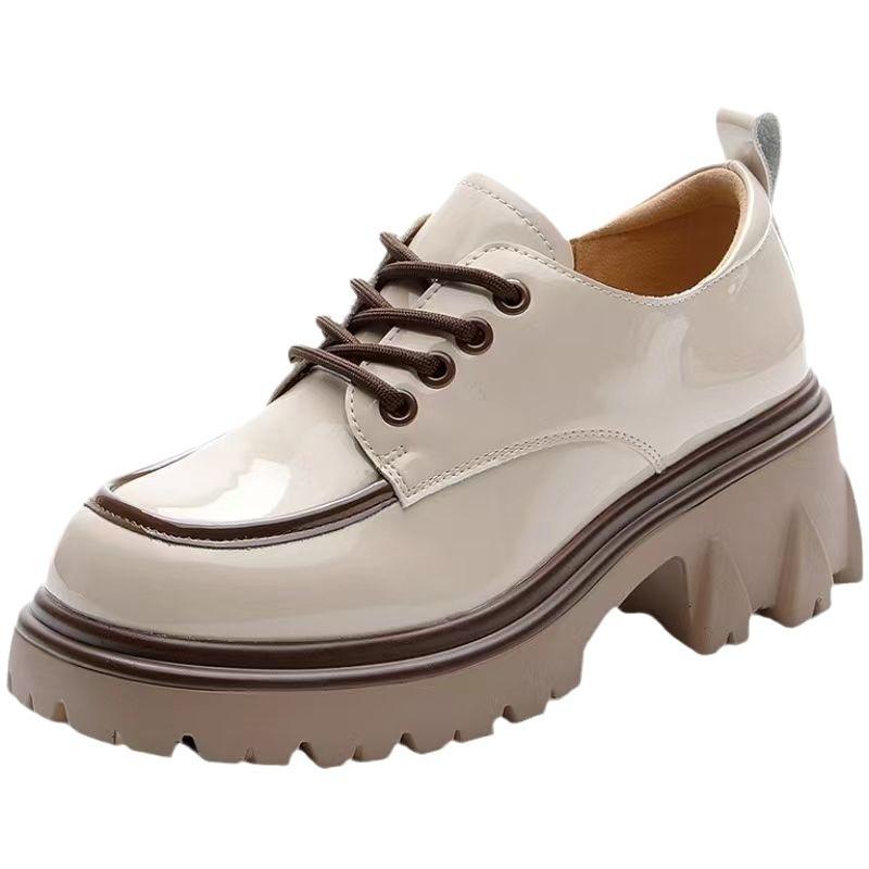 Кожаные туфли в британском стиле для женщин, весна и осень, новая мода, универсальные, повседневные, на толстом каблуке, с толстой подошвой, увеличенной за счет платформы