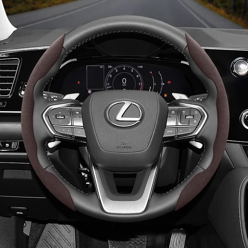 HPE1 Suitable for Lexus Anti-Slip Buckle Segmented Suede Steering Wheel Cover Suitable for Is250 Ct200H Is350 Es300H Rc Is300H Rx Rx450H Hs250H Nx300