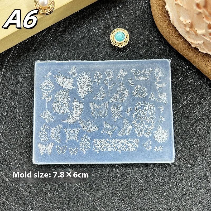 Силиконовые 3D-трафареты для ногтей с рельефом - Цветы, Бабочки, Бантики, Инструменты для дизайна DIY-арта ногтей для салона и дома