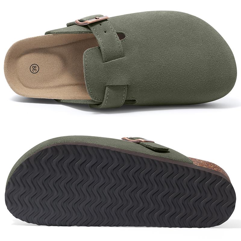 Fashion Smile Pop New Fashion Women's Suede Clogs With Back Strap Men's Leather Mules Cork Footbed Slip On Potato Shoes For Women & Men
