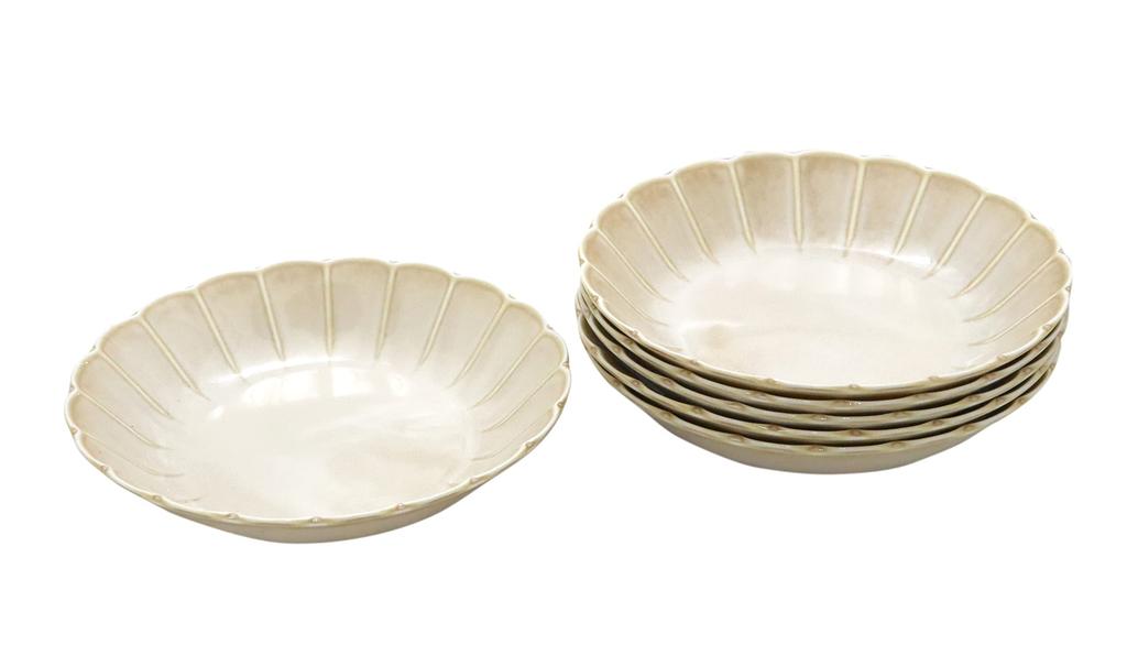 Castle Enterprises Food-Enhancing Tableware Series [24cm Deep Plates] (Titanium White) Set of 6