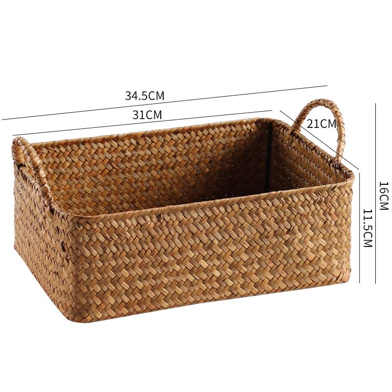 Японская плетеная из соломы корзина для хранения закусок, ТВ-аксессуаров, косметики и масок