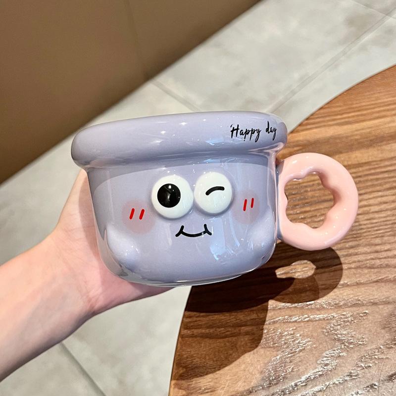 Милая керамическая кружка с цветами, высокая ценность, офисная кофейная кружка, чашка для питья для пары с крышкой, для подарка на день рождения девушки