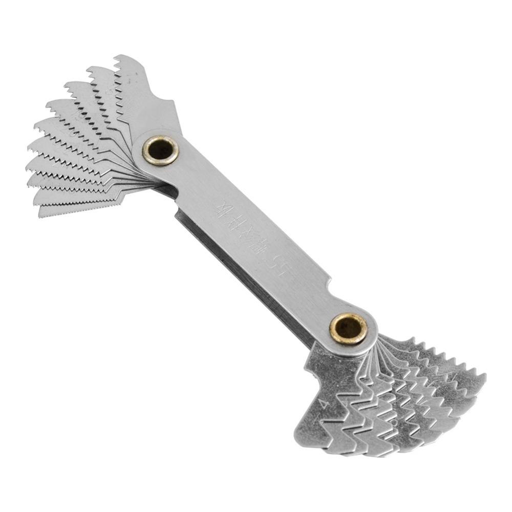 2pcs 55 Degree Screw Pitch Gauge 0.5-7.0mm Range Stainless Steel Gauge For Screw Cutting