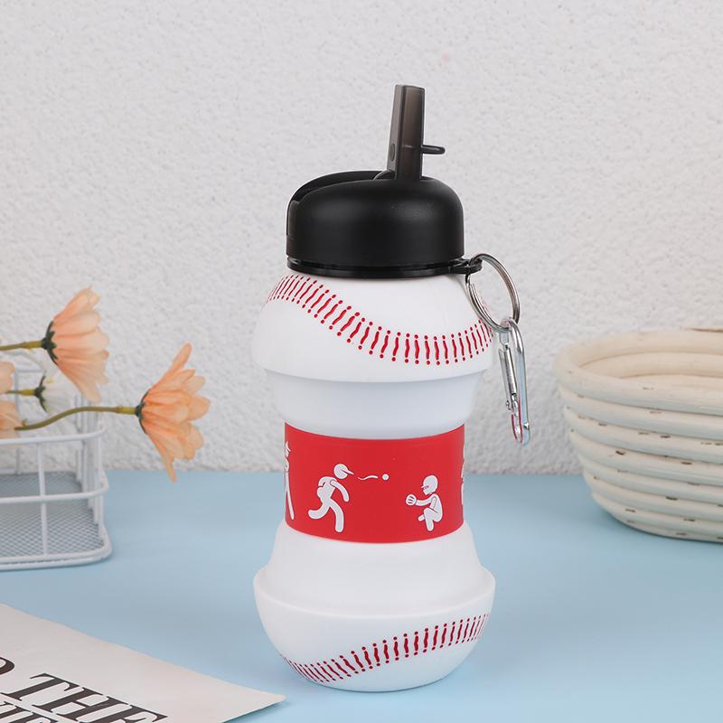 Fold Silicone Water Bottle Outdoor Basketball Football Tennis Golf Baseball Pickleball Leakproof Portable Kids Water Bottle