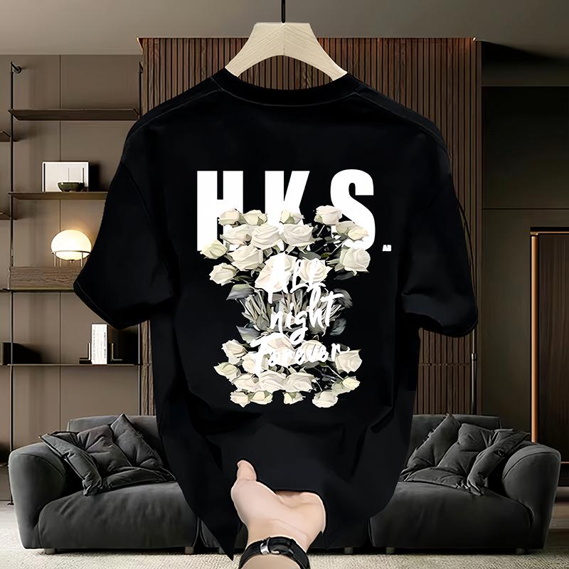Летняя свободная футболка с принтом INS Fashion Trend для мужчин с коротким рукавом и круглым вырезом, одежда для пар, черная/белая XXS-6XL