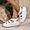 Large Size Hollow Sandals Wedge Heel Thick Sole Velcro Hollow Breathable Single Shoes Casual Women's Spot Cool Single Shoes