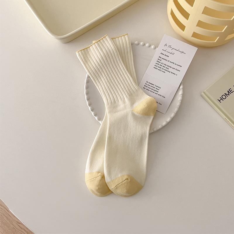 Кремовые носки для женщин без косточек средней длины универсальные свободные носки женские дезодорирующие носки для родов спортивные носки