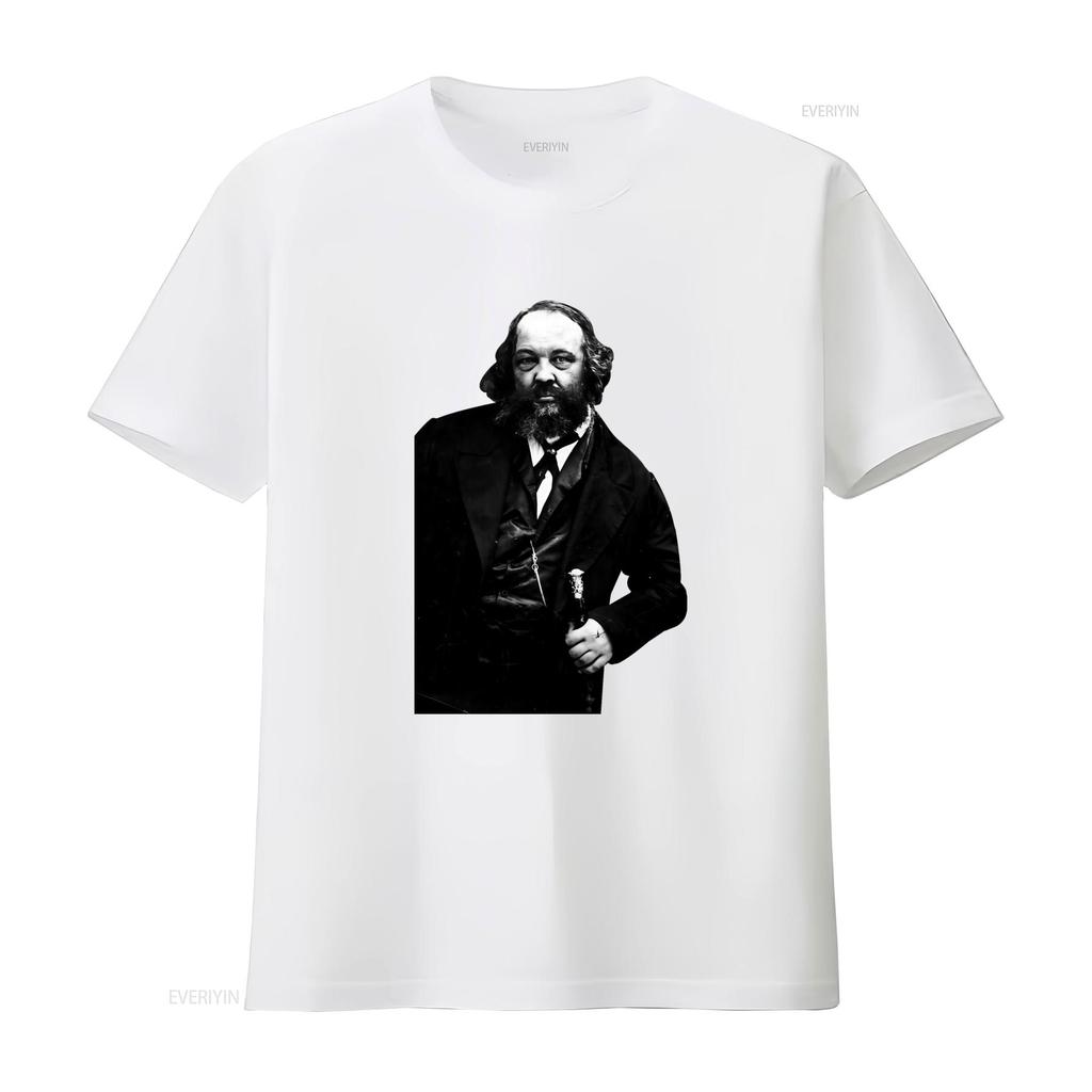 Mikhail Bakunin Anarchia Vintage Style T Shirt for Men and Women Unique Historical Figure Print High Quality Fabric vintage