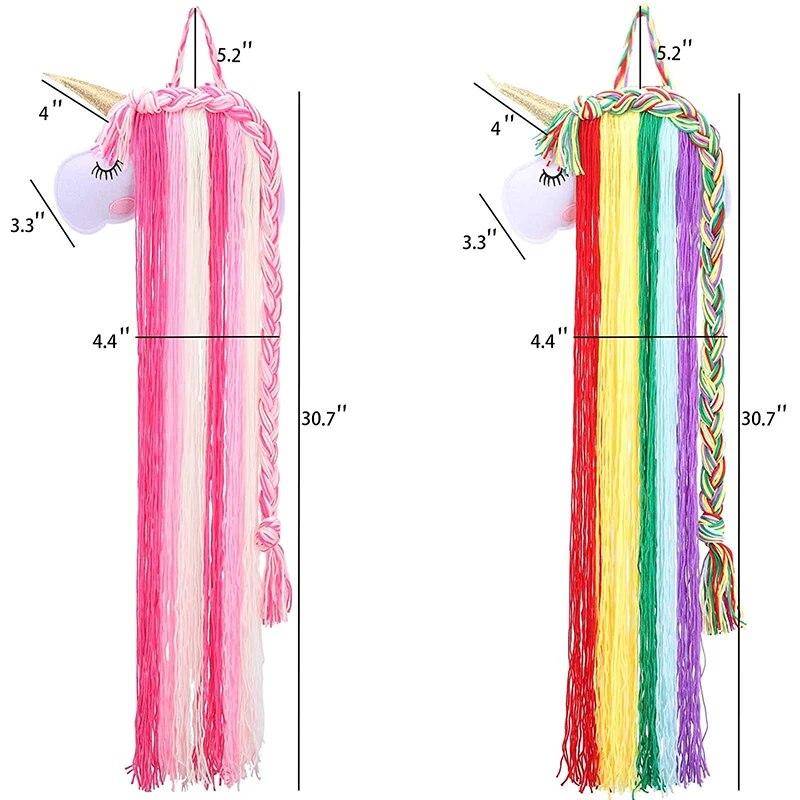 INS Unicorn Head Wall Decoration Rainbow Macrame Unicorn Children Hairclip Hair Storage with Wall-Mounted Home Decor Dropship