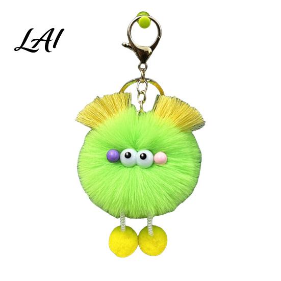 Cartoon Ball Keychain Plush Keychain Fluffy Pompom with Metal Clasp Girls Backpack Charms Backpacks Handbags Keys Decorative Pendant for Men