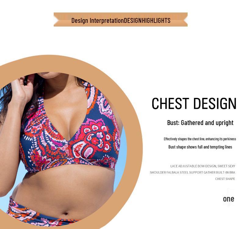 Европейский и американский сексуальный купальник бикини большого размера с принтом - Женский купальник из двух частей