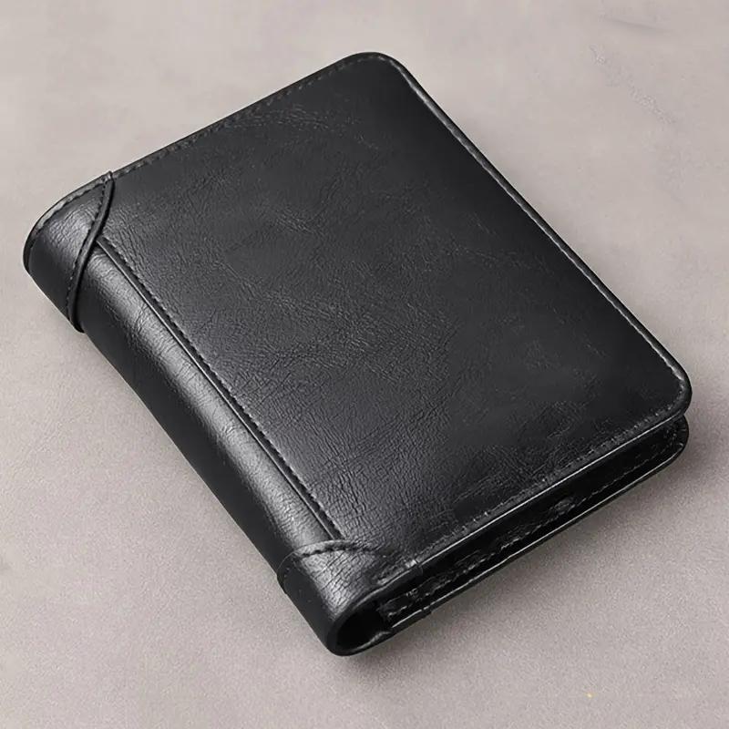 1pc Men's Leather Wallet, Minimalist Vertical Short Business 3 Fold  Credit Card Holder