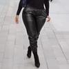 Women's Summer High Waist Loose Temperament Long Leather Trousers