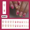24 шт. Короткие Овальные Клеящиеся Накладные Ногти, Французский Короткий Маникюр, Цветочный Дизайн Линий, Полное Покрытие, Для Женщин и Девочек, Накладные Ногти в Стиле Y2K