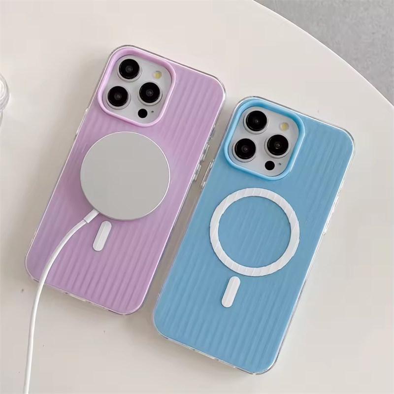 3D ультратонкий чехол для магнитной беспроводной зарядки Coque для iPhone 11 12 13 14 15 16 Pro Max защитная задняя крышка