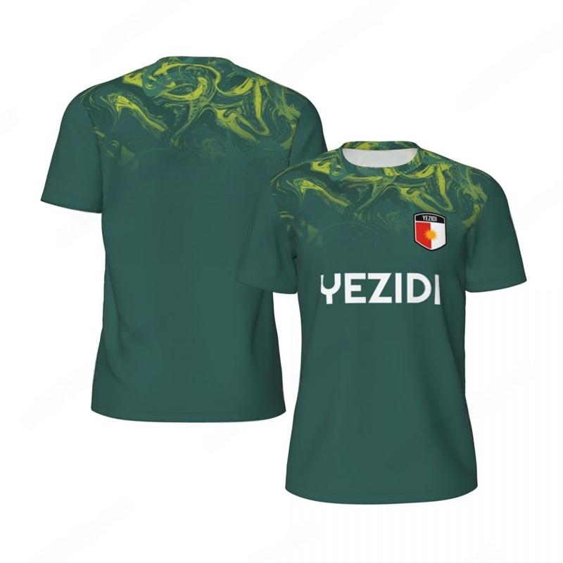 Fashion Yezidi Flag Graphic Football T Shirts For Men Trend 3D National Emblem Printed Sports T-shirts Loose Breathable Tees