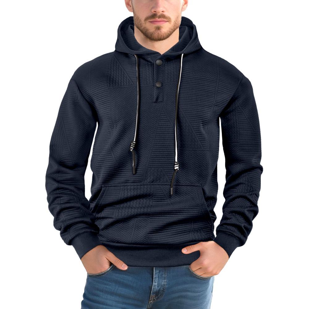 New Style Pullover Sweatshirt - Solid Colour Casual Sports Loose-Fit Trendy Long-Sleeved Hooded Sweatshirt for Men