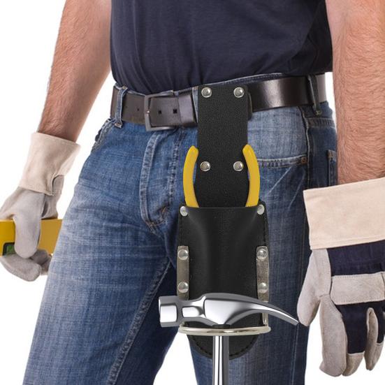 Tool Bag Belt Hammer Mount Strong Construction Faux Leather Tool Belt Bag Utility Tool Bag for Pliers Knife Scissors Screwdrivers