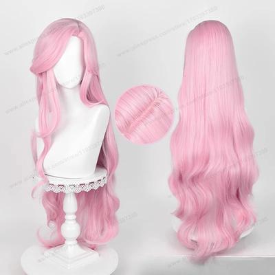 Парик для косплея Fluttershy Синтетические волосы Унисекс 100 см Длинные Вьющиеся Волнистые Розовые Женские Волосы Аниме Термостойкие Парики