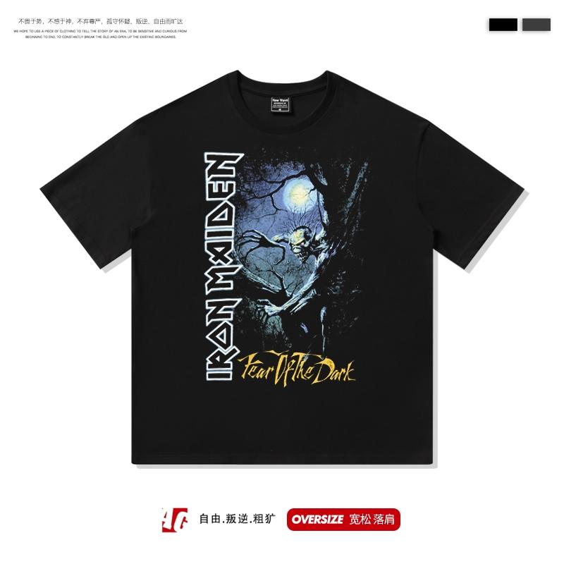 2025 Европа и Соединенные Штаты Хай-стрит Американский Хэви-метал Рок Футболка с коротким рукавом Мужская и Женская Топ с рукавом до локтя в стиле BF