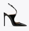 Fashion Black Slingback Cross Strap Women Pumps Thin Heels Patent Leather Shoes Ankle Strap Spring/autumn Pointed Toe Dress Career Pumps