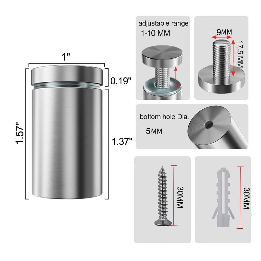 Винты для крепления знаков 1/2 x 1 дюйм из нержавеющей стали, настенные крепления, рекламные винты, крепеж для акриловых знаков