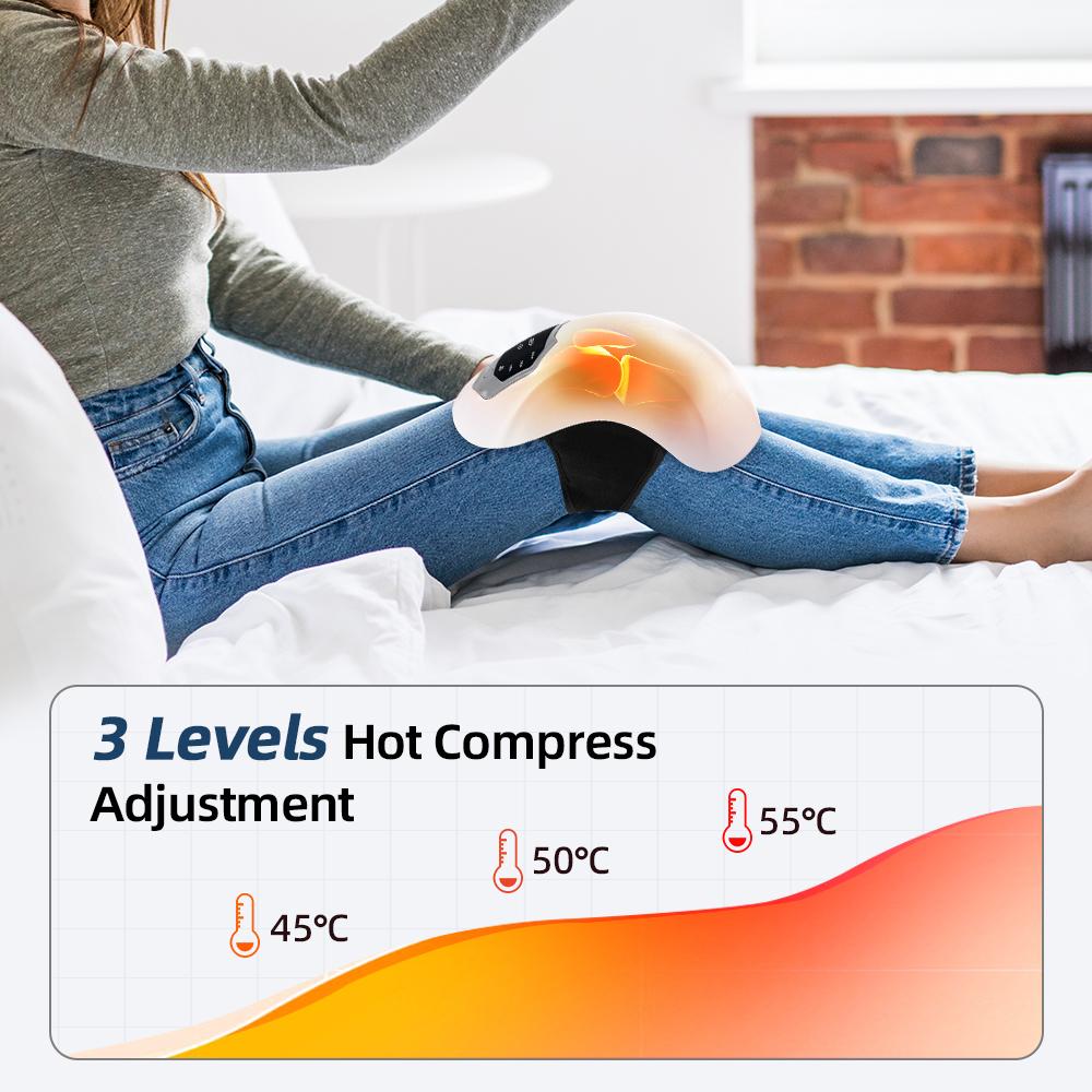 Electric Knee Massage Pad 3 Levels Wireless  3D Airbag Hot Compress Vibration Massager with Red Light Knee Massage Health Care