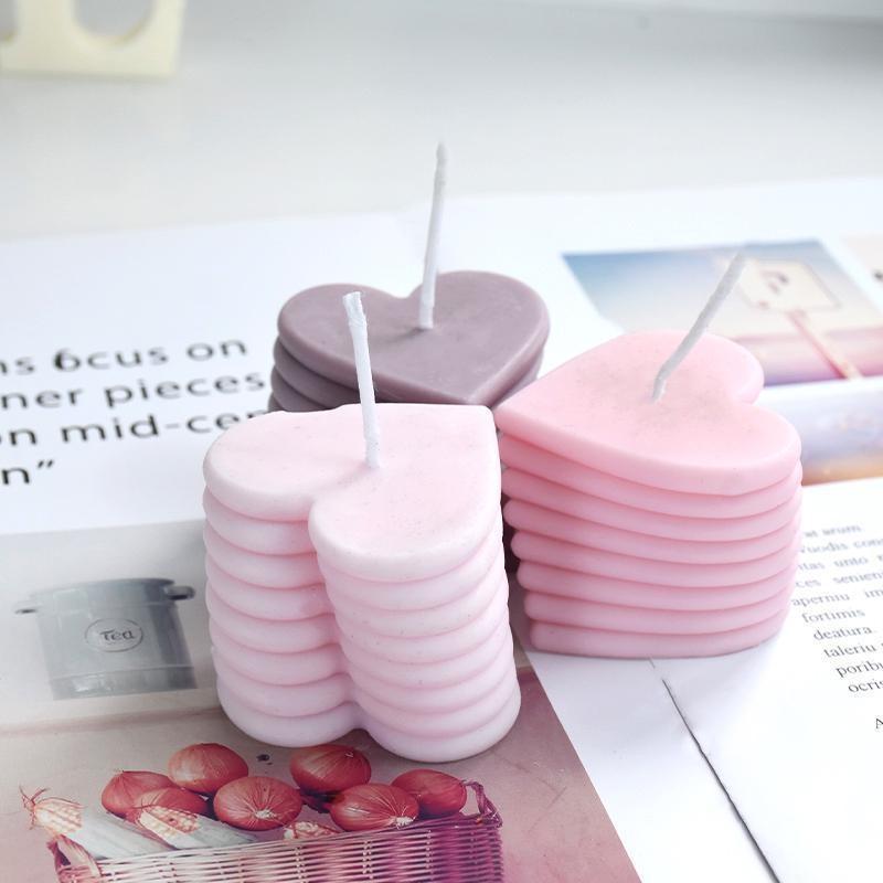 3D вращающаяся форма для свечей Love, складывающаяся в форме сердца, ароматическая свеча, гипсовая смоляная форма для мыла, украшения торта, формы ручной работы