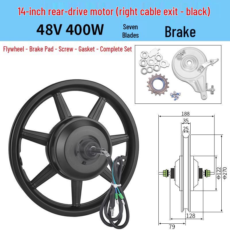 14-дюймовый складной электрический велосипед 36В/48В с высокоскоростным мотором 350Вт/400Вт, дисковыми тормозами и передним/задним приводным колесом