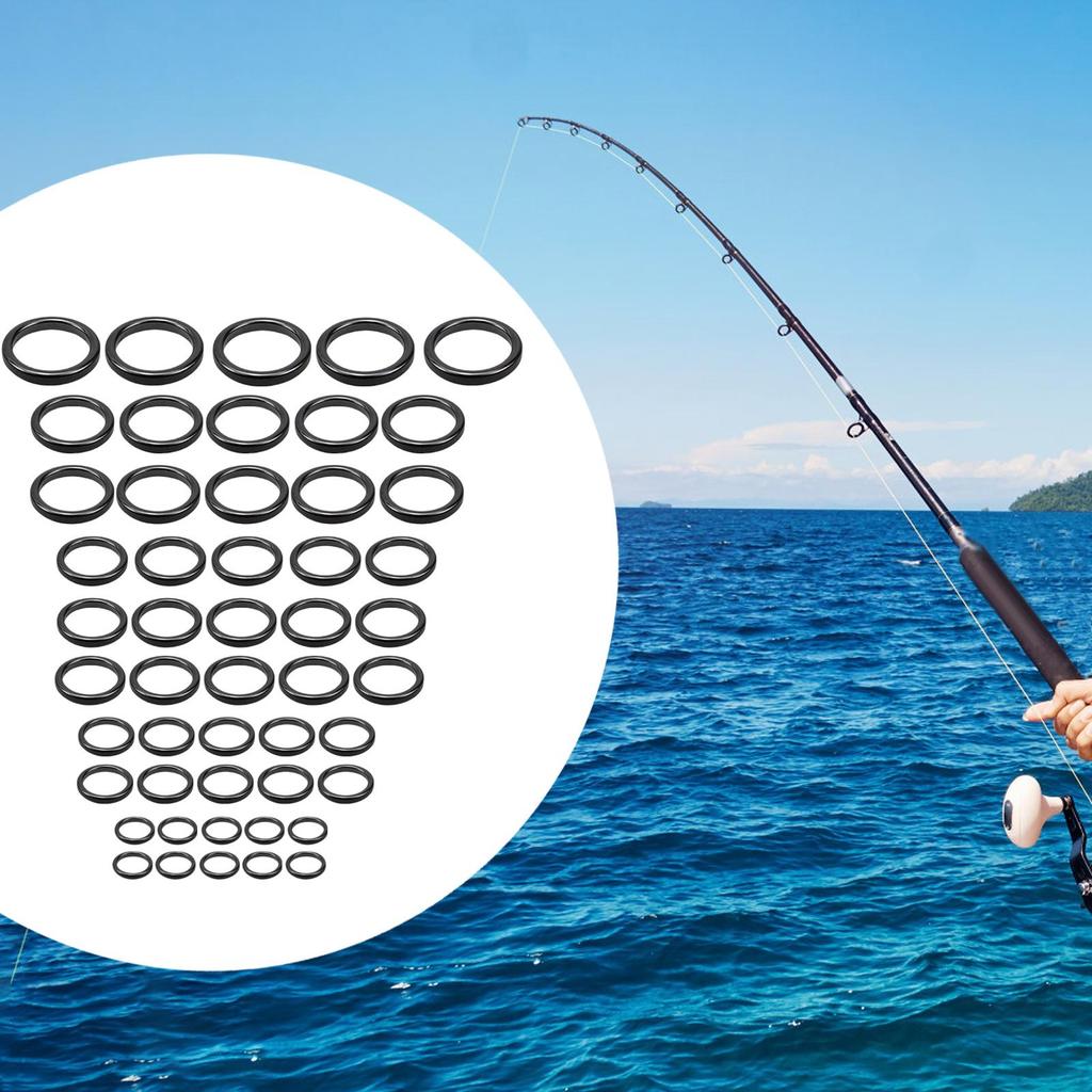 Набор для ремонта направляющих рыболовного удилища 50 шт. 0,23 дюйма, 0,32 дюйма, 0,39 дюйма, 0,46 дюйма, 0,58 дюйма, 0,73 дюйма, 0,93 дюйма Керамические кольца-направляющие для пресноводной рыбалки