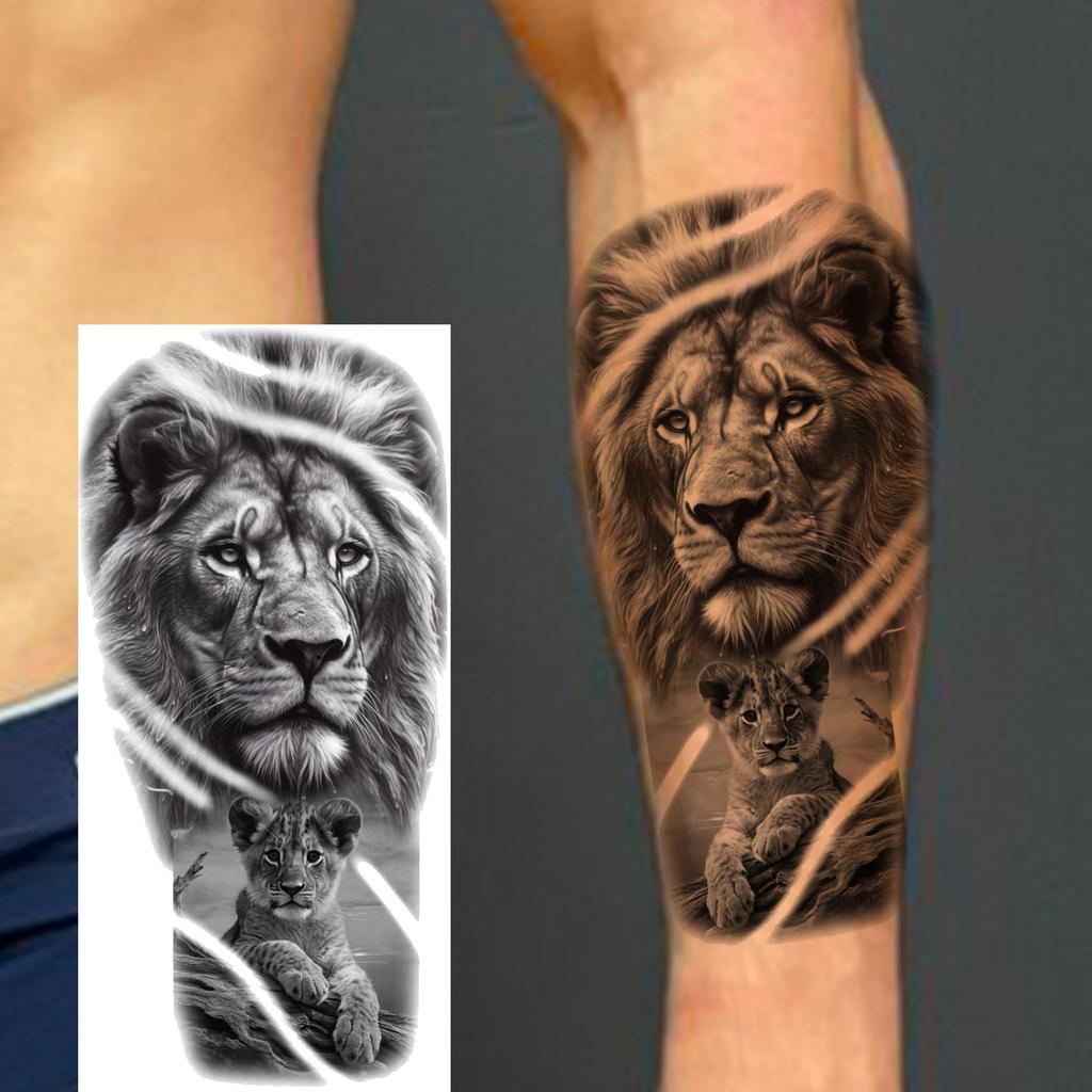 1 Sheet Fierce Tiger Lion Dragon Temporary Tattoos For Men Women Waterproof Wolf Skull Tatoos Long Lasting  Fake Tattoo Stickers